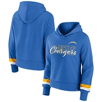 Sweat à capuche Fanatics Powder Blue Los Angeles Chargers Over Under pour femmes