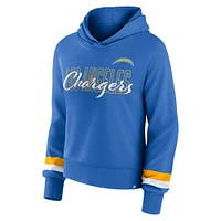 Sweat à capuche Fanatics Powder Blue Los Angeles Chargers Over Under pour femmes