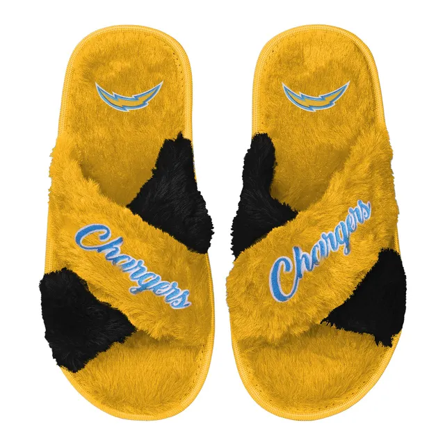 FOCO Los Angeles Rams Two-tone Crossover Faux Fur Slide Slippers