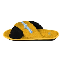 Women's FOCO Gold Los Angeles Chargers Two-Tone Crossover Faux Fur Slide Slippers