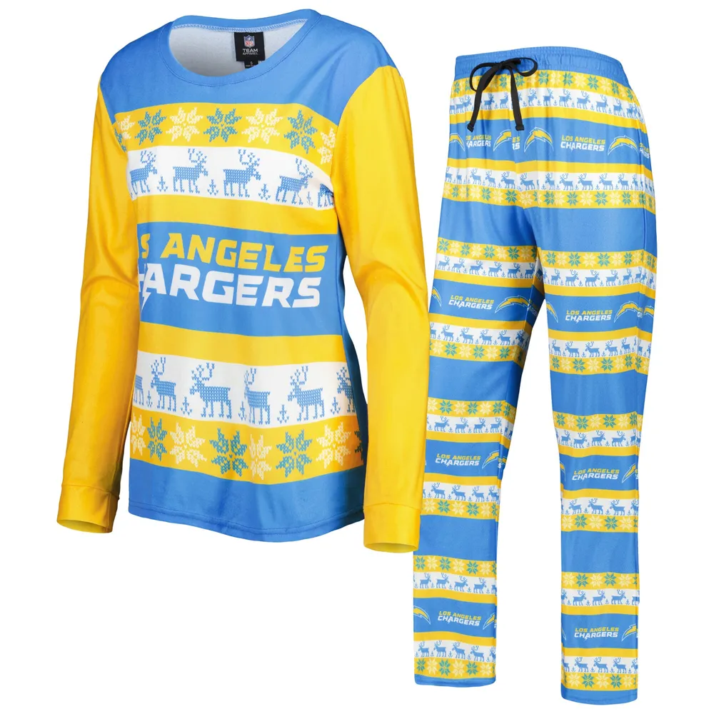 Women's FOCO Blue Detroit Lions Holiday Ugly Pajama Set