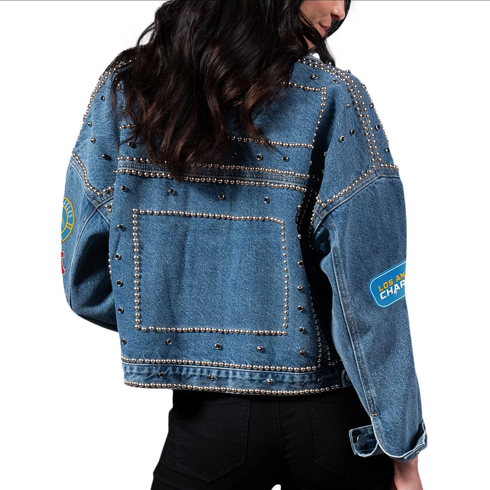 Veste en jean à boutons complets de taille moyenne G-III 4Her par Carl Banks pour femmes des Chargers Los Angeles