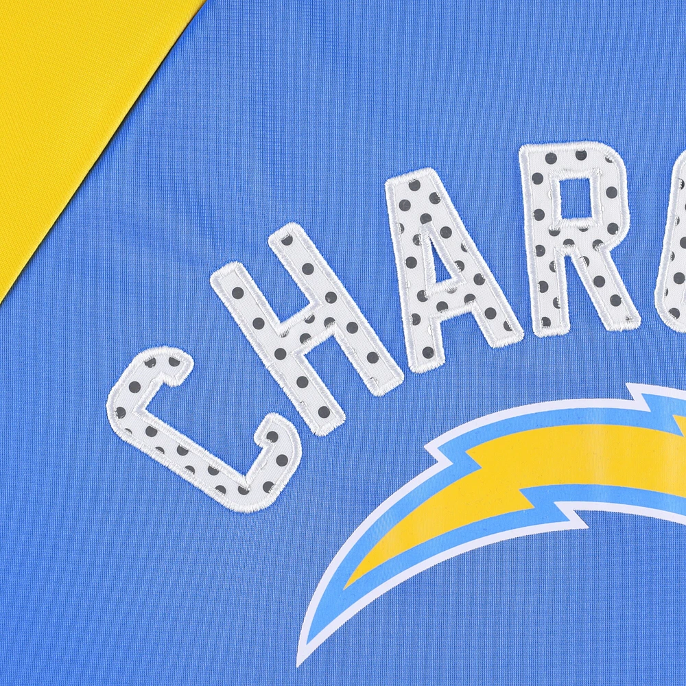 Veste de survêtement à glissière pleine longueur Los Angeles Chargers Confetti Raglan G-III 4Her by Carl Banks pour femmes, bleu poudré/doré