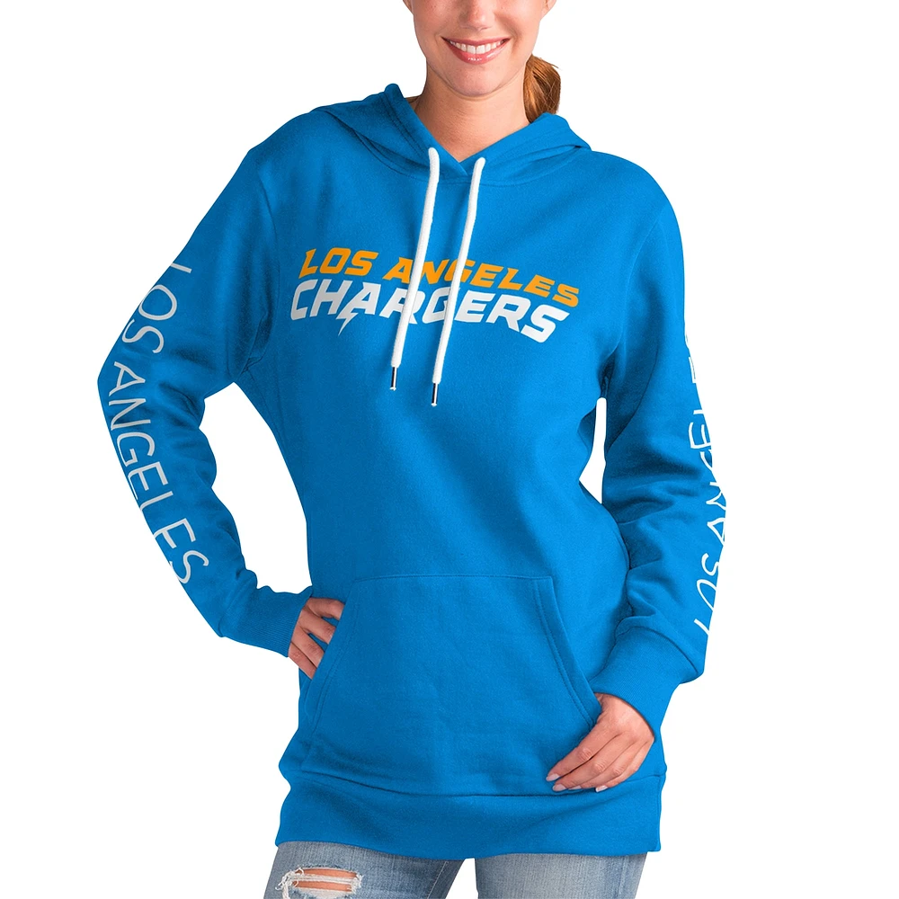 Sweat à capuche Los Angeles Chargers Extra Inning G-III 4Her by Carl Banks pour femme, bleu poudré