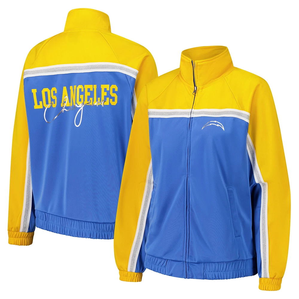 Veste de survêtement d'après-match entièrement zippée G-III 4Her by Carl Banks bleu poudre pour femme des Los Angeles Chargers