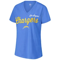 T-shirt col V d'après-saison G-III 4Her by Carl Banks bleu poudré pour femme des Los Angeles Chargers