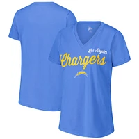 T-shirt col V d'après-saison G-III 4Her by Carl Banks bleu poudré pour femme des Los Angeles Chargers