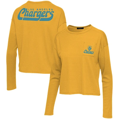 T-shirt thermique à manches longues avec poche Junk Food Gold Los Angeles Chargers pour femmes