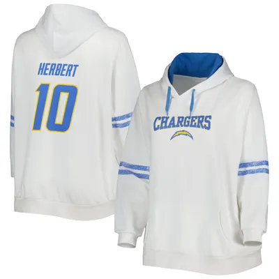 Justin Herbert Los Angeles Chargers Women's Plus Name & Number Pullover Hoodie - White/Powder Blue