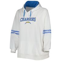 Women's Justin Herbert White/Powder Blue Los Angeles Chargers Plus Name & Number Pullover Hoodie