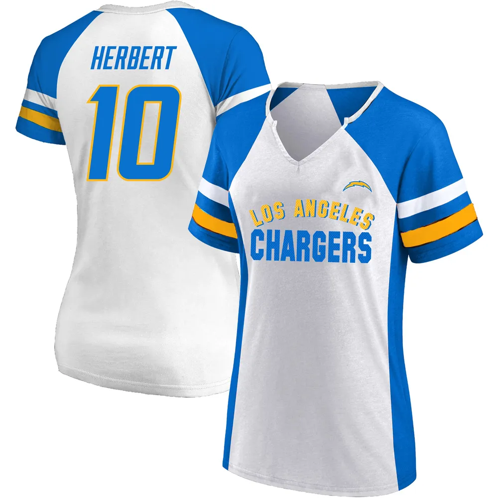 Profile Women's Justin Herbert White Los Angeles Chargers Plus Notch Neck T- Shirt