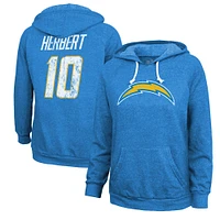 Women's Majestic Threads Justin Herbert  Powder Blue Los Angeles Chargers Name & Number Tri-Blend Pullover Hoodie