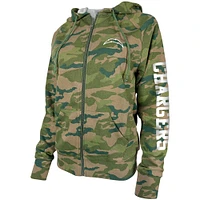 Women's New Era Camo Los Angeles Chargers Raglan Full-Zip Hoodie