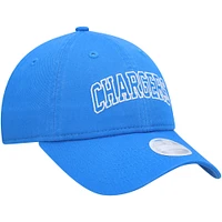 Casquette réglable New Era Los Angeles Chargers Collegiate 9TWENTY bleu poudré pour femme