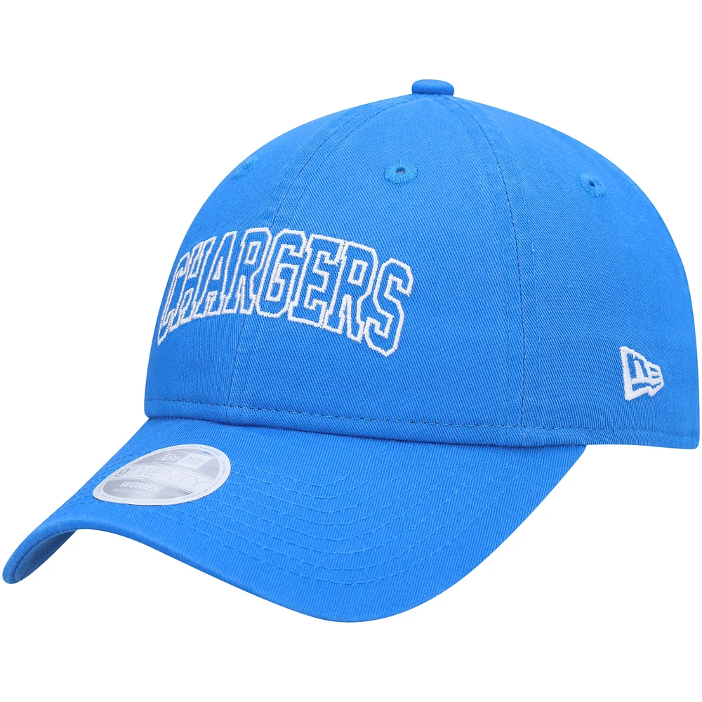 Casquette réglable New Era Los Angeles Chargers Collegiate 9TWENTY bleu poudré pour femme