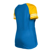 Women's New Era  Powder Blue Los Angeles Chargers Raglan Lace-Up T-Shirt