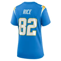 Maillot de match des Chargers Los Angeles Nike Brenden Rice pour femme, bleu poudre