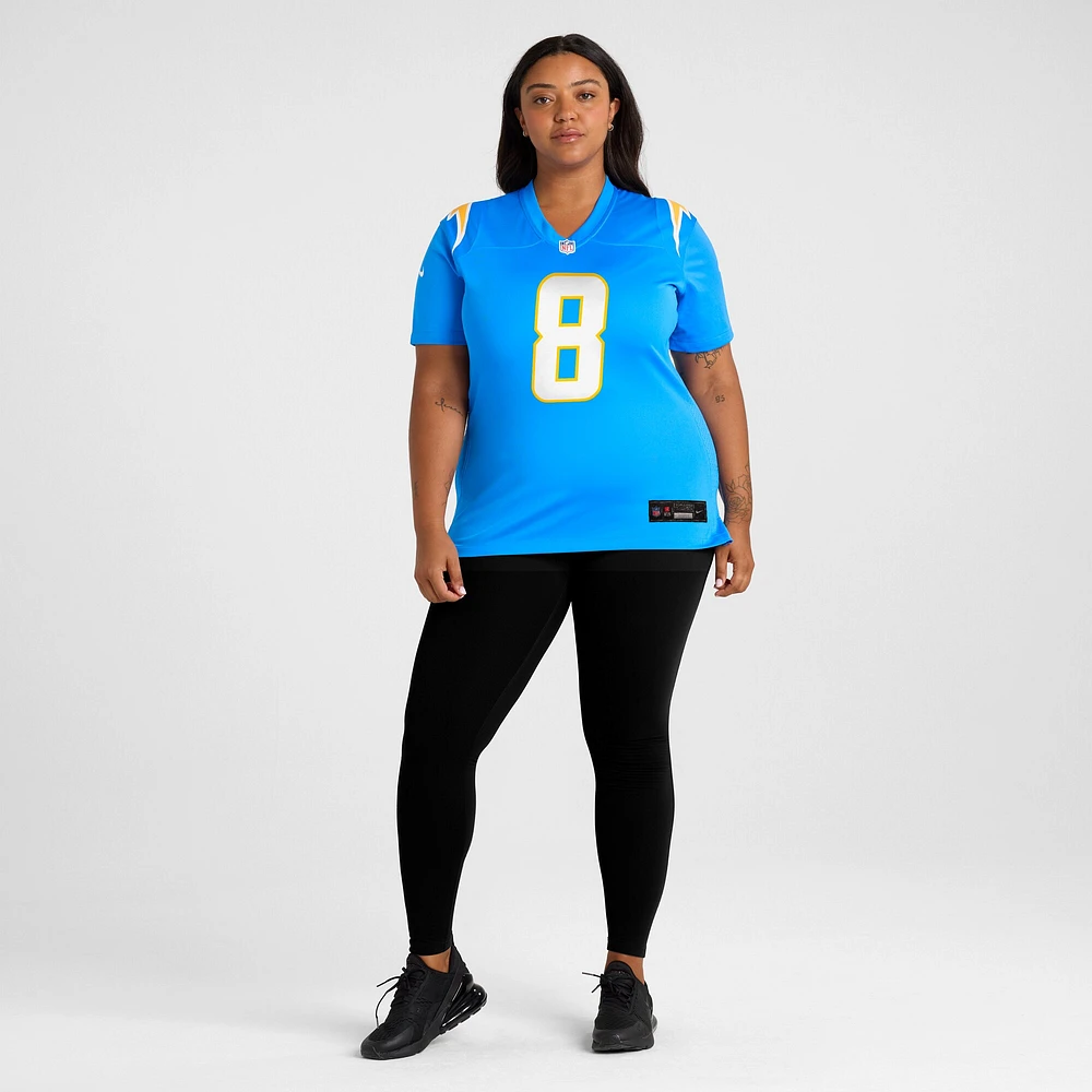 Maillot de match l'équipe des Chargers Los Angeles Nike Brett Maher pour femme, bleu poudre