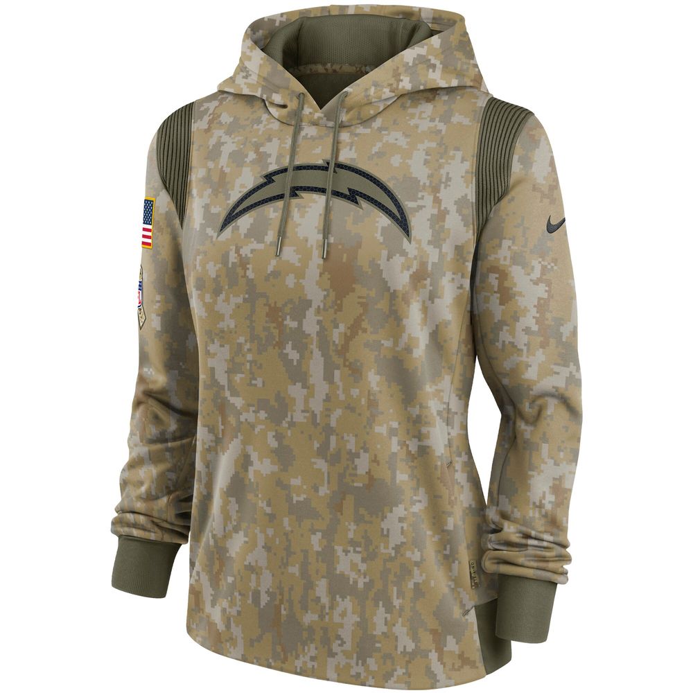 Women's Nike Camo Los Angeles Chargers 2021 Salute To Service - Therma Performance Pullover Hoodie