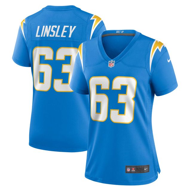 Maillot de joueur match des Chargers Los Angeles Nike Corey Linsley pour femme, bleu poudre