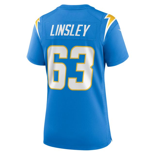 Maillot de joueur match des Chargers Los Angeles Nike Corey Linsley pour femme, bleu poudre