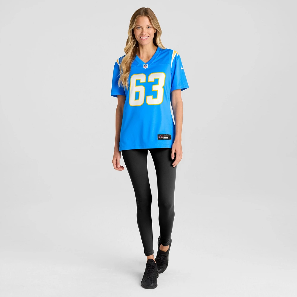 Maillot de joueur match des Chargers Los Angeles Nike Corey Linsley pour femme, bleu poudre