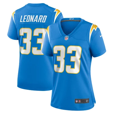 Maillot de joueur match des Chargers Los Angeles Nike Deane Leonard pour femme, bleu poudre