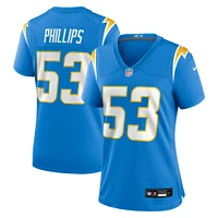 Maillot Nike Del'Shawn Phillips bleu poudre pour femme des Los Angeles Chargers
