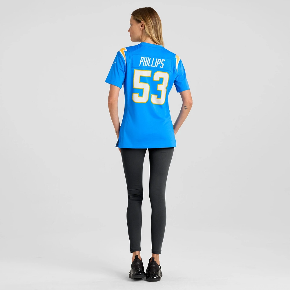 Maillot Nike Del'Shawn Phillips bleu poudre pour femme des Los Angeles Chargers