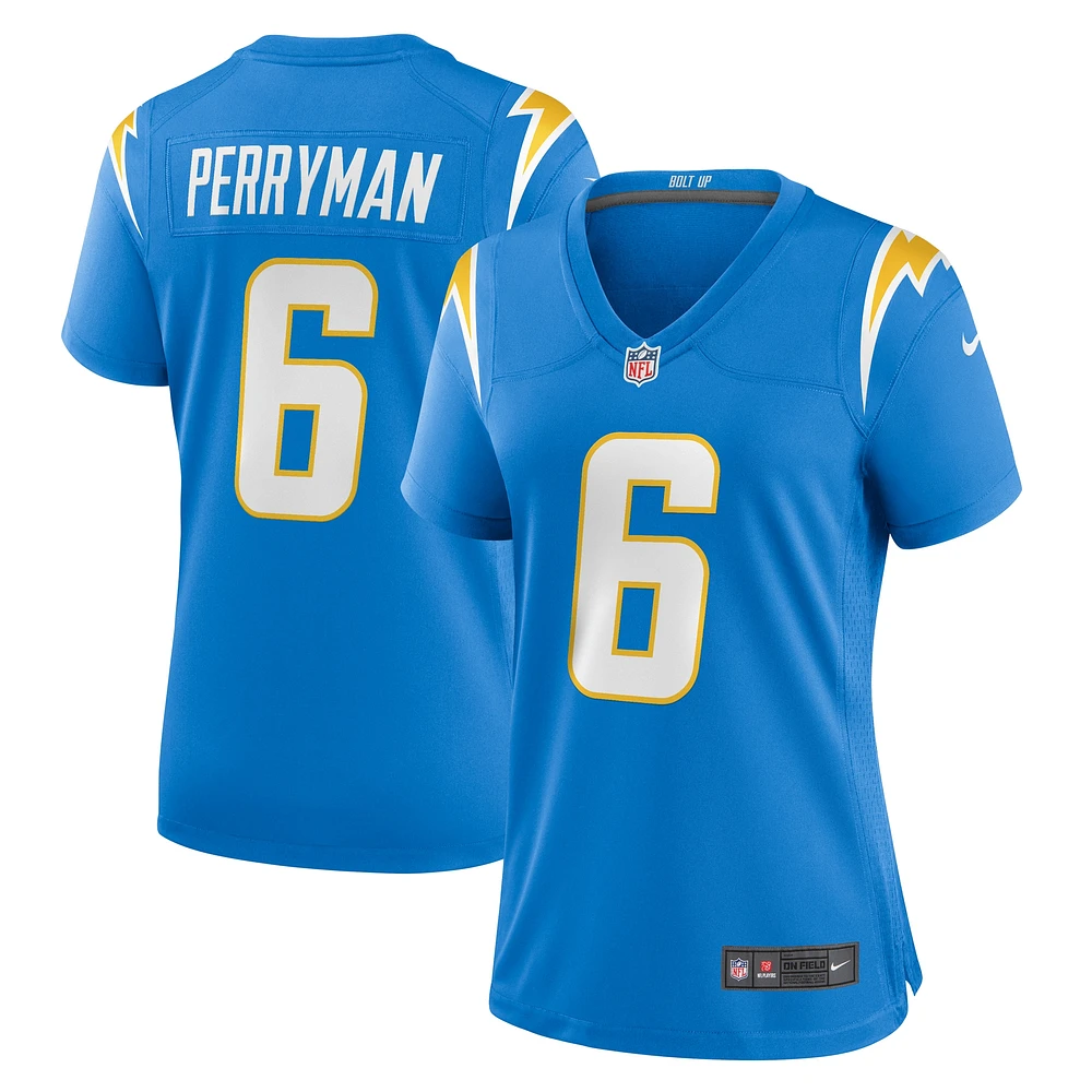 Maillot de match Nike Denzel Perryman bleu poudre pour femme des Los Angeles Chargers