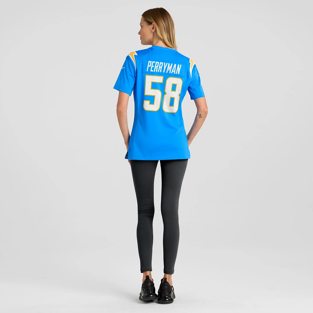 Maillot de match l'équipe Nike Denzel Perryman pour femme, bleu poudre, Los Angeles Chargers