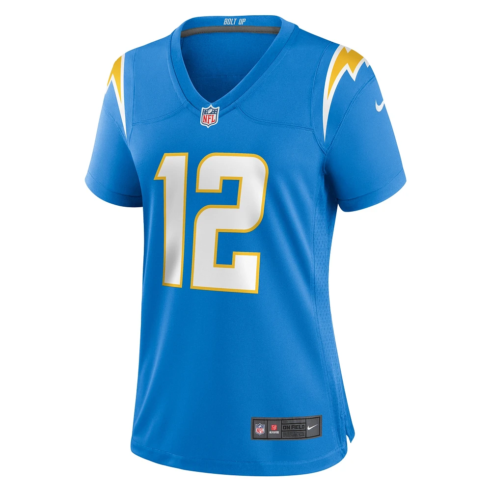 Maillot de match d'équipe des Los Angeles Chargers Nike Derius Davis pour femme, bleu poudré