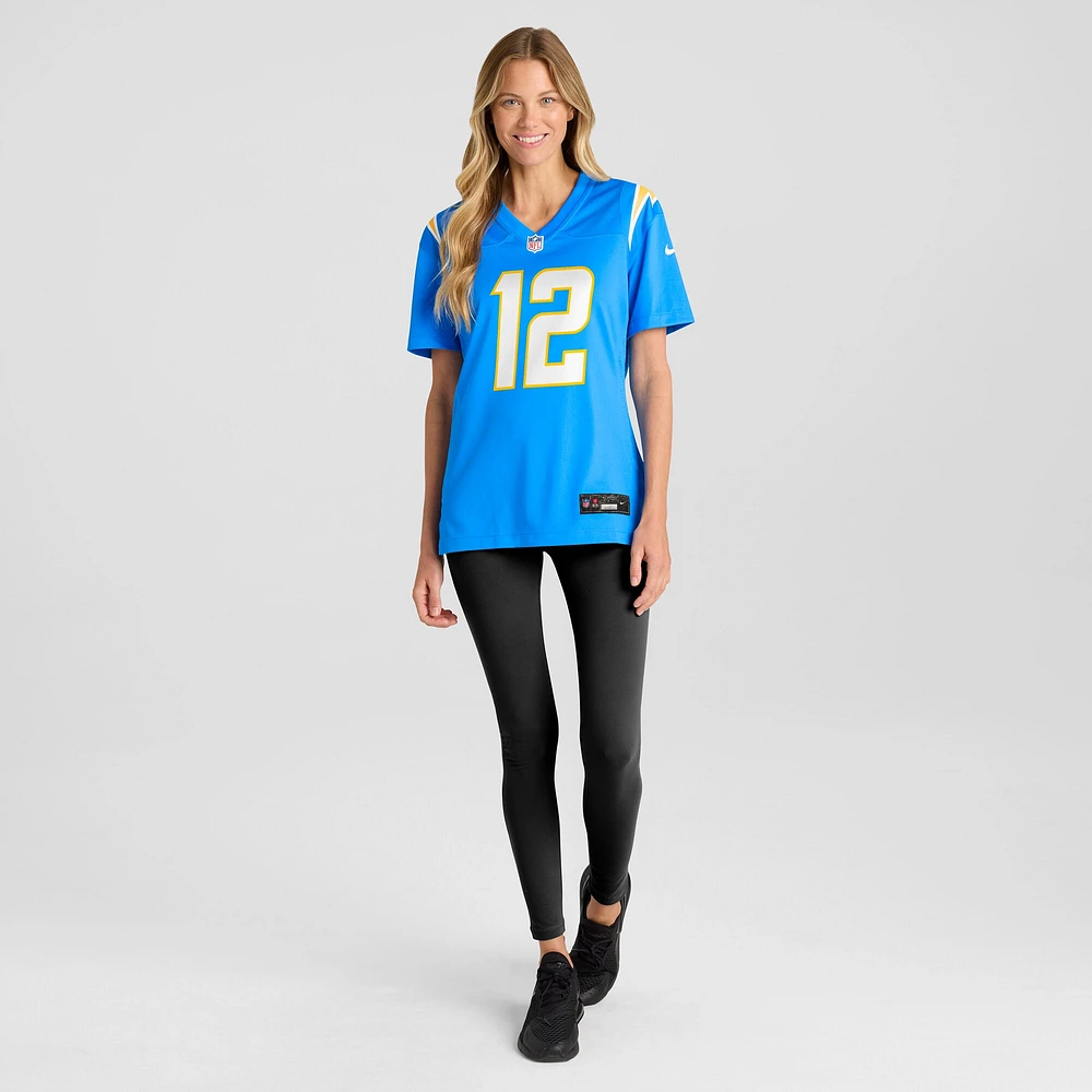 Maillot de match d'équipe des Los Angeles Chargers Nike Derius Davis pour femme, bleu poudré