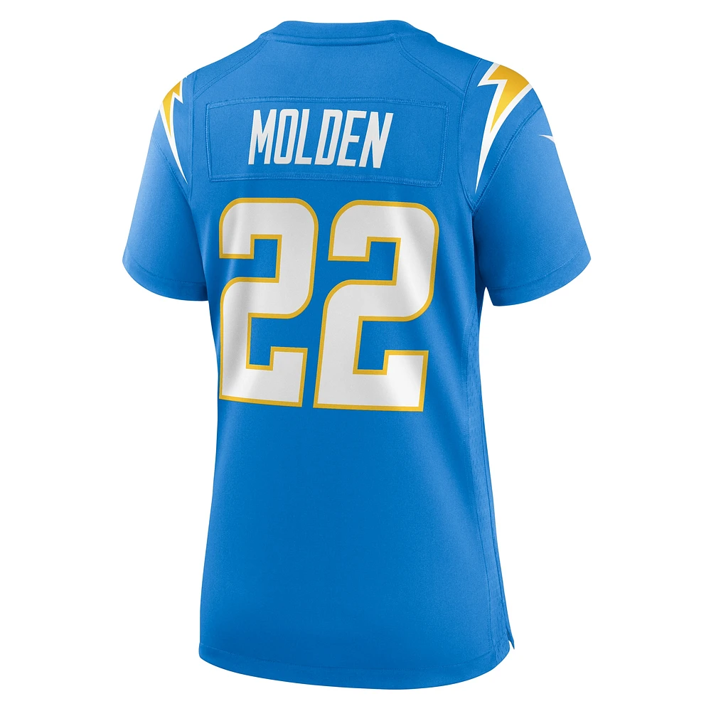 Maillot de match Nike Elijah Molden bleu poudre pour femme des Los Angeles Chargers