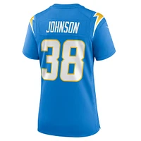 Maillot de match Nike Emany Johnson bleu poudre pour femme des Los Angeles Chargers