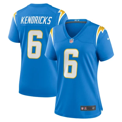 Maillot de joueur des Los Angeles Chargers Nike Eric Kendricks pour femme, bleu poudré