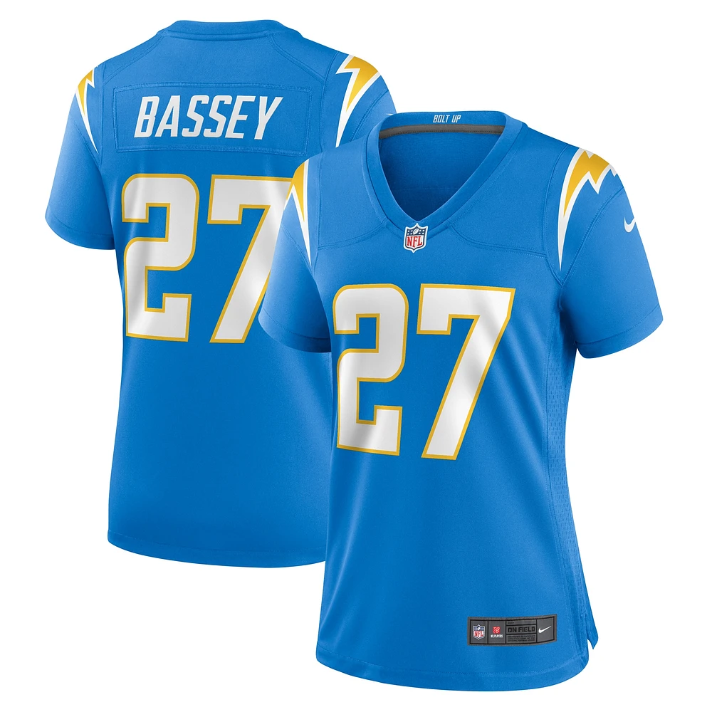 Maillot de match Nike Essang Bassey pour femme, bleu poudre, Los Angeles Chargers