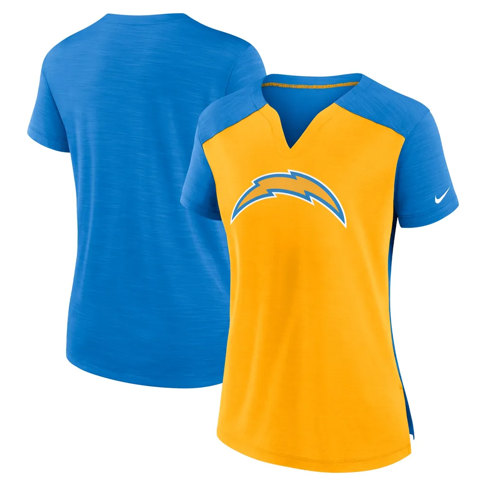 Lids Los Angeles Chargers Nike Women's Impact Exceed Performance Notch Neck  T-Shirt - Gold/Powder Blue