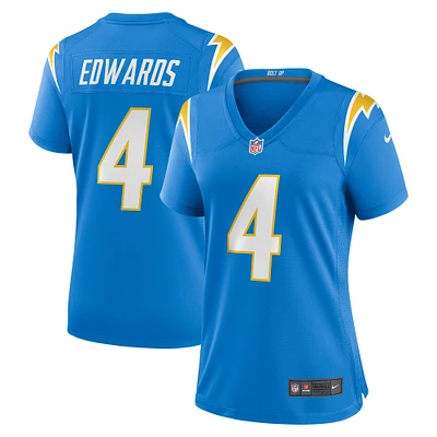 Maillot de match des Chargers Los Angeles Nike Gus Edwards pour femme, bleu poudre