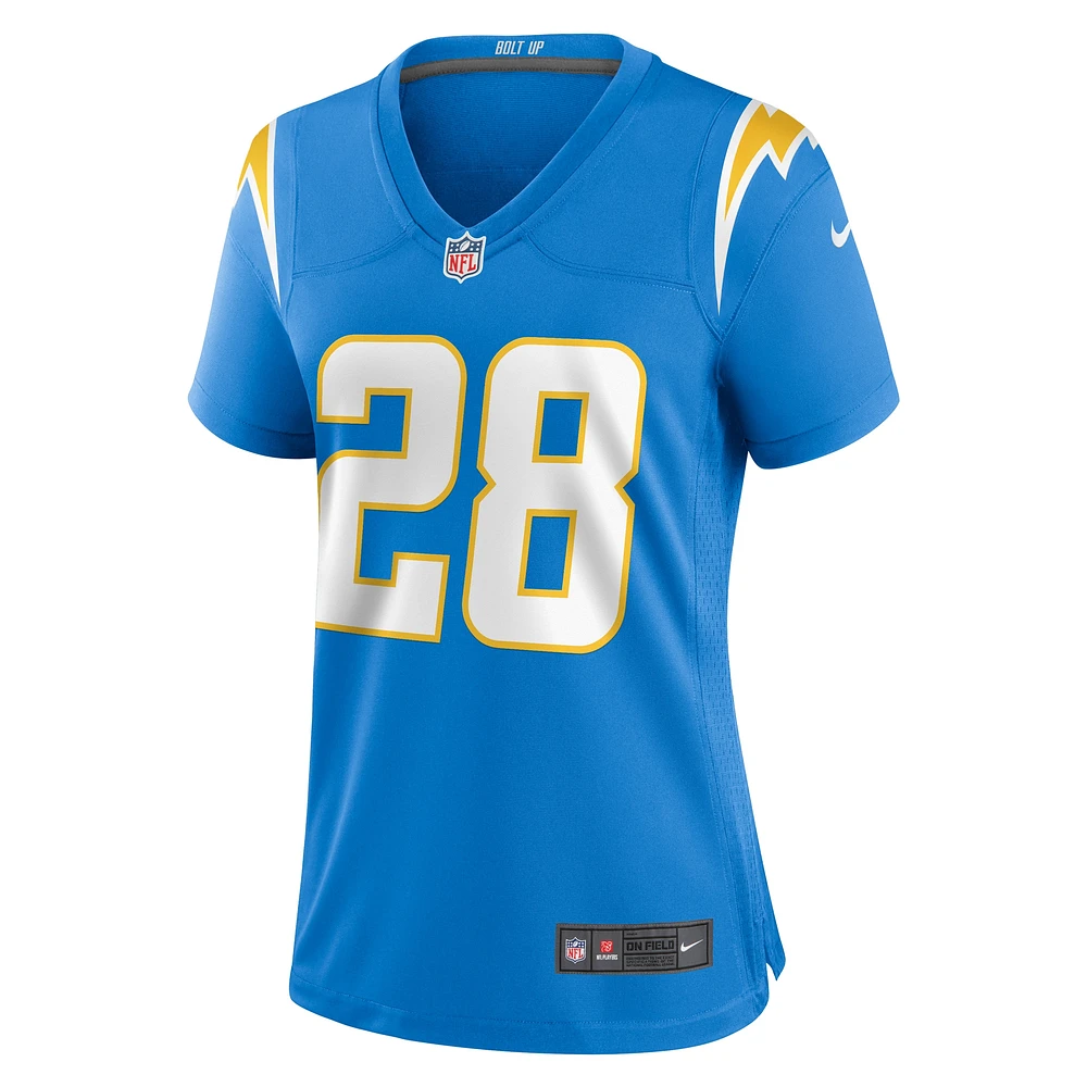 Maillot de match Nike Hassan Haskins bleu poudre pour femme des Los Angeles Chargers