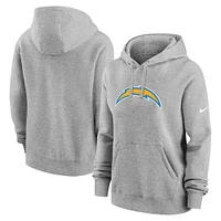 Women's Nike Heather Gray Los Angeles Chargers Club Fleece Pullover Hoodie