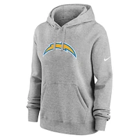 Women's Nike Heather Gray Los Angeles Chargers Club Fleece Pullover Hoodie