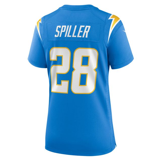 Maillot de match Nike Isaiah Spiller pour femme, bleu poudre, Los Angeles Chargers