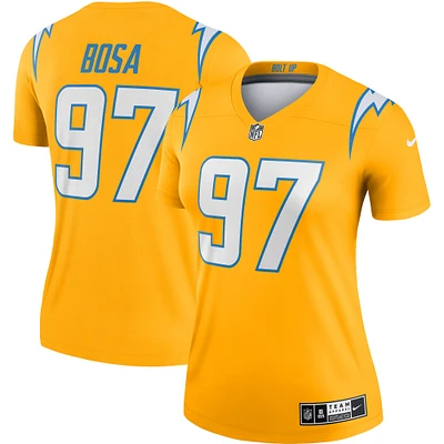 Maillot Nike Joey Bosa Gold Los Angeles Chargers Inverted Legend pour femme