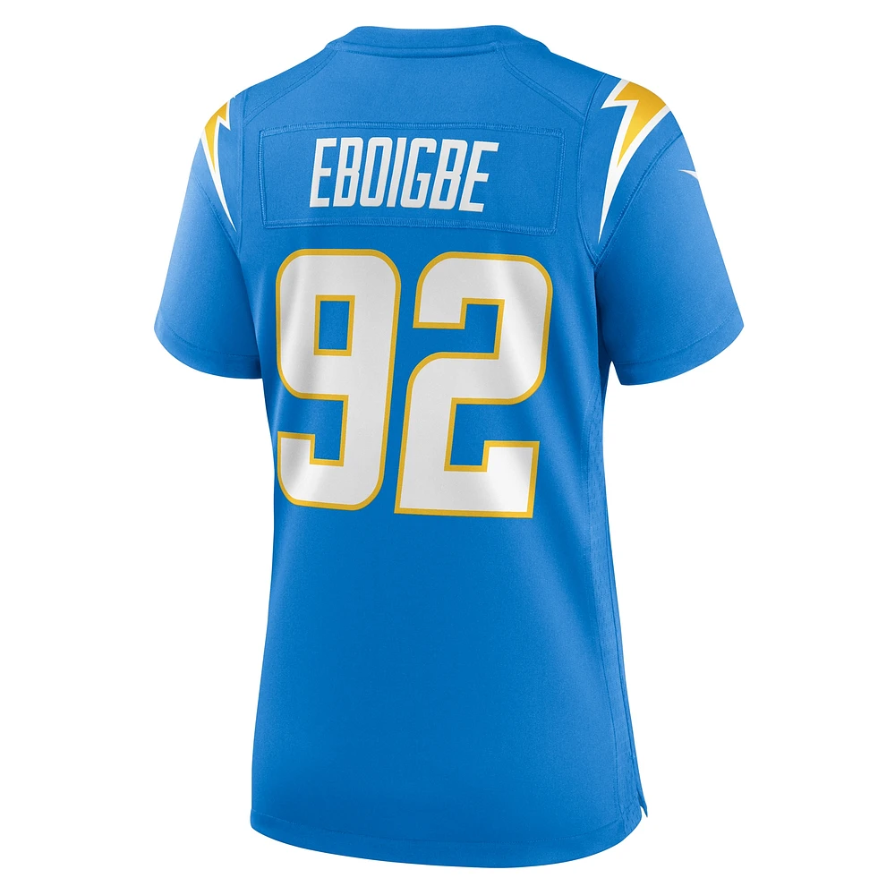 Maillot de match Nike Justin Eboigbe bleu poudre pour femme des Los Angeles Chargers