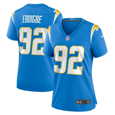 Maillot de match Nike Justin Eboigbe bleu poudre pour femme des Los Angeles Chargers