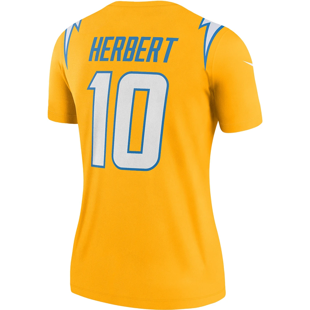 Women's Nike Justin Herbert Gold Los Angeles Chargers Inverted Legend Player Performance Top