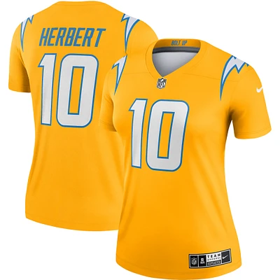 Women's Nike Justin Herbert Gold Los Angeles Chargers Inverted Legend Player Performance Top