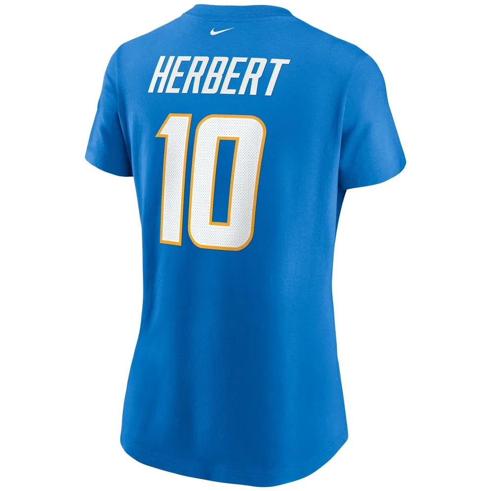 T-shirt avec nom et numéro des Chargers de Los Angeles Nike Justin Herbert bleu poudré pour femme