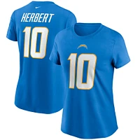 T-shirt avec nom et numéro des Chargers de Los Angeles Nike Justin Herbert bleu poudré pour femme